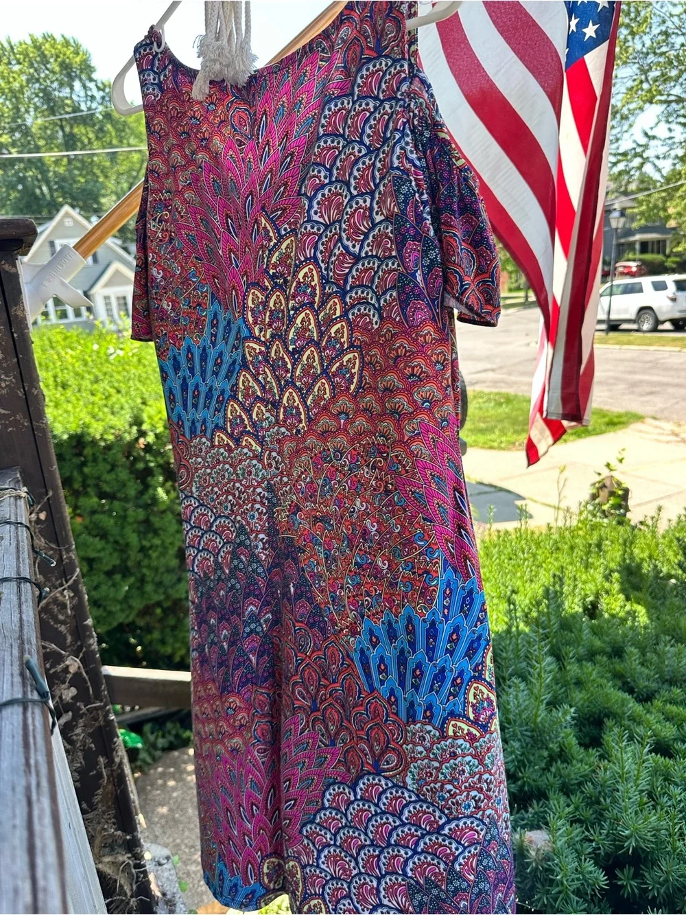 MSK Multicolor Paisley Shift Dress with Blue and Pink Accents